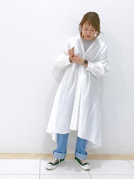 「アイテム（ワンピース/ドレス、ホワイト系）」を使った、atsuko▼△さん（レディース・151cm）の冬コーディネート