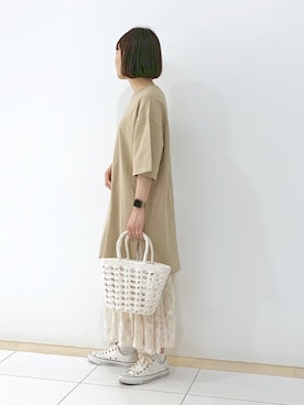 「アイテム（スカート、ホワイト系）」を使った、atsuko▼△さん（レディース・151cm）の春コーディネート