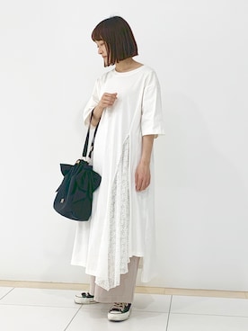 「アイテム（ワンピース/ドレス、ホワイト系）」を使った、atsuko▼△さん（レディース・150cm）の夏コーディネート