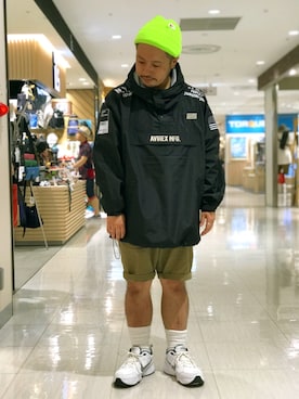 「AVIREX（アヴィレックス）のアイテム（ナイロンジャケット）」を使った、MITACHIさん（メンズ・160cm）の夏コーディネート