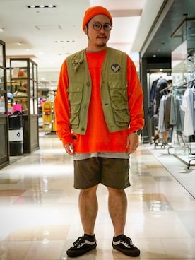 「フィッシングベスト」｜MITACHIさん（メンズ・160cm）の夏コーディネート