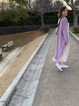「ラベンダー」｜「アイテム（スリッポン）」を使った、emiさん（レディース・160cm）の冬コーディネート