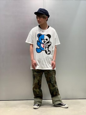 「ビックＴシャツ」｜「アイテム（サロペット/オーバーオール）」を使った、shuriさん（メンズ・167cm）の春コーディネート