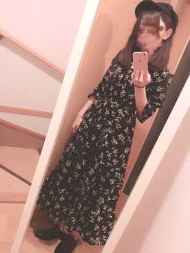 Zozo限定 ティアード花柄ロングワンピースを使った人気ファッションコーディネート Wear