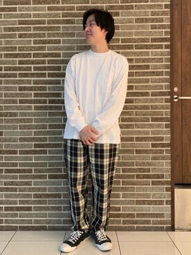 「coen（コーエン）のUSAコットンヘビーウェイトロンT（Tシャツ/カットソー）」を使った、キクさん（メンズ・169cm）の春コーディネート