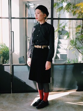 「Crespi（クレスピ）のアイテム」を使った、森山保奈美さん（レディース・154cm）の冬コーディネート