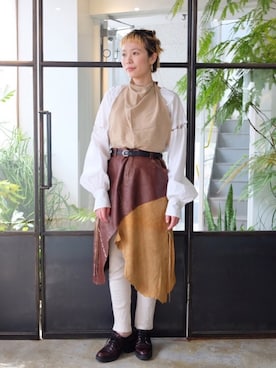 「URBAN RESEARCH（アーバンリサーチ）のアイテム（レギンス/スパッツ）」を使った、森山保奈美さん（レディース・154cm）の春コーディネート