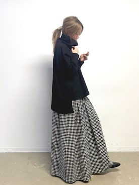 「Libra Cue（リブラ キュー）のアイテム（スカート）」を使った、Libra Cue_Chihiroさん（レディース・167cm）の秋コーディネート