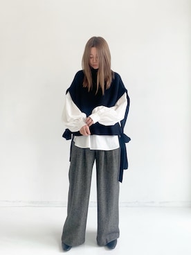 「Libra Cue（リブラ キュー）のアイテム（パンツ）」を使った、Libra Cue_Chihiroさん（レディース・167cm）の秋コーディネート