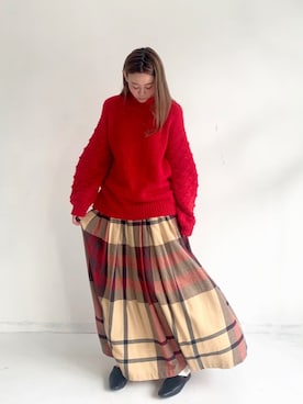 「Libra Cue（リブラ キュー）のアイテム（スカート）」を使った、Libra Cue_Chihiroさん（レディース・167cm）の秋コーディネート