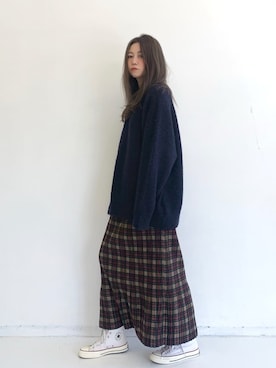 「Libra Cue（リブラ キュー）のアイテム（スカート）」を使った、Libra Cue_Chihiroさん（レディース・167cm）の秋コーディネート