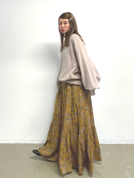 【Libra】ビンテージライクボタニカルプリントスカート