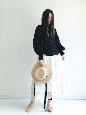 「Libra Cue（リブラ キュー）のアイテム（スカート）」を使った、Libra Cue_Chihiroさん（レディース・167cm）の春コーディネート