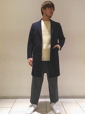 「NANO universe（ナノユニバース）のアイテム（チェスターコート）」を使った、nano・universe グランフロント大阪 STAFFさん（メンズ・170cm）の冬コーディネート