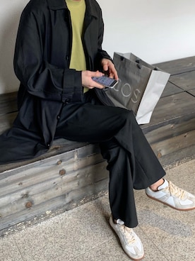 「アイテム（トレンチコート）」を使った、bAekさん（メンズ・178cm）の冬コーディネート