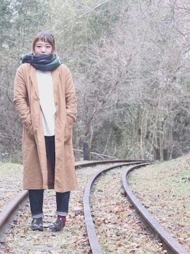 「ローリーズファーム(LOWRYS FARM)」｜「アイテム（チェスターコート）」を使った、きょんすけさん（レディース・156cm）の冬コーディネート