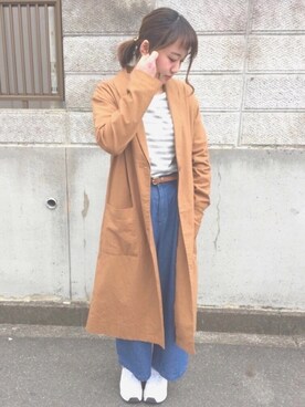 「SM2（エスエムツー）のアイテム（チェスターコート）」を使った、きょんすけさん（レディース・156cm）の春コーディネート