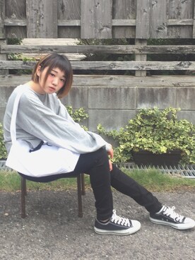 「niko and...（ニコアンド）のメンテンBIGBIG Ｔシャツ【niko and ...】（Tシャツ/カットソー）」を使った、きょんすけさん（レディース・156cm）の秋コーディネート