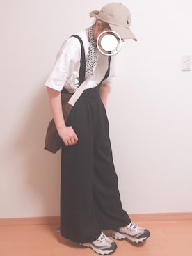 「RETRO GIRL（レトロガール）のアイテム（サロペット/オーバーオール）」を使った、けちゃっぷ#相互さん（レディース・163cm）の秋コーディネート
