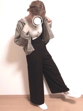 「RETRO GIRL（レトロガール）のアイテム（サロペット/オーバーオール）」を使った、けちゃっぷ#相互さん（レディース・163cm）の秋コーディネート