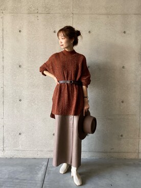 「CAPRICIEUX LE'MAGE（カプリシューレマージュ）のアイテム（ニット/セーター、ブラウン系）」を使った、yukiさん（レディース・162cm）の秋コーディネート