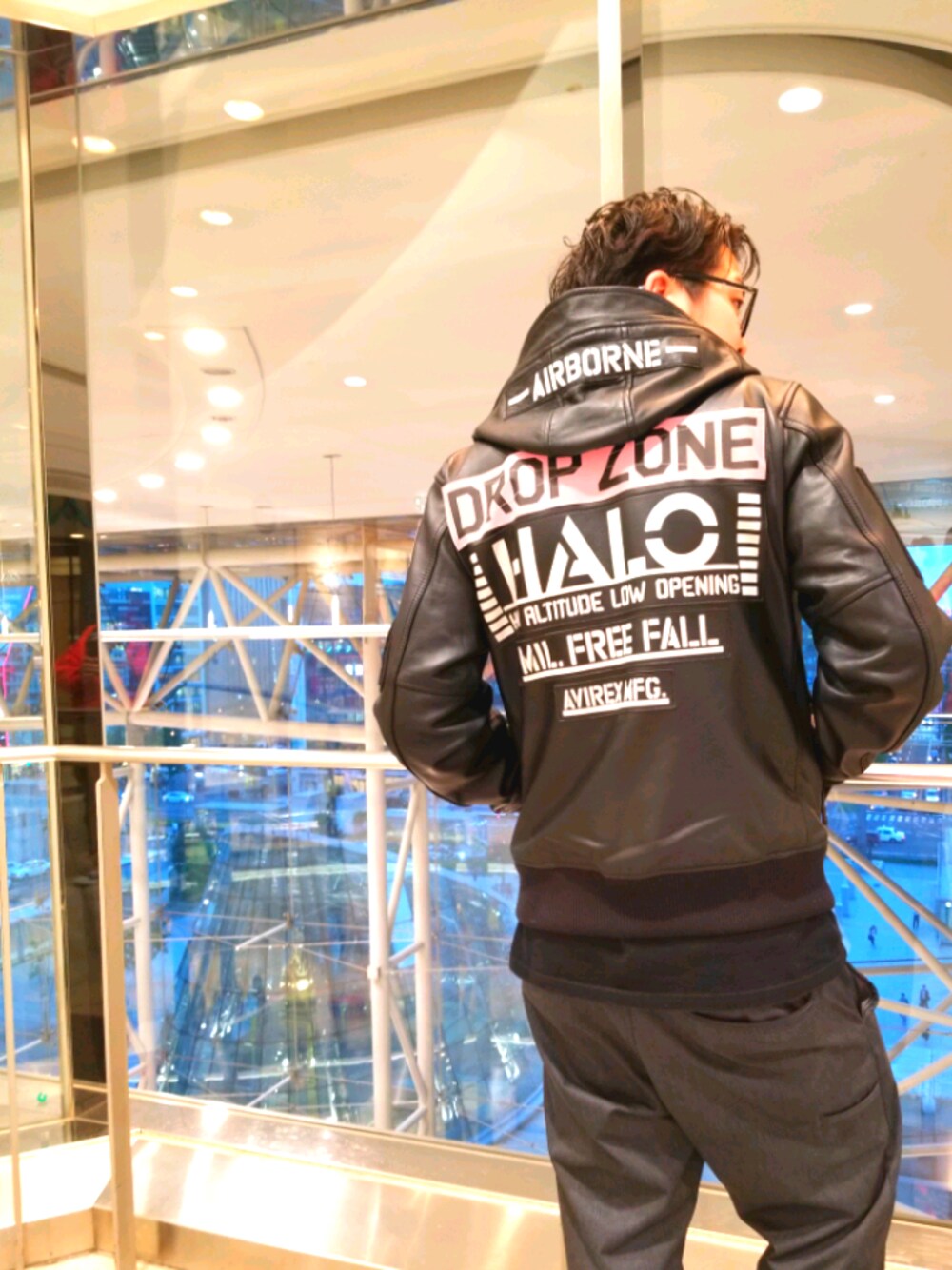 レザー フーディー ハロ/LEATHER HOODIE HALO【Avirex Military Camp