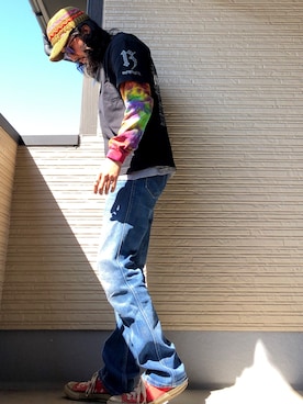 「CHUMS（チャムス）のアイテム（キャップ）」を使った、higerinseさん（メンズ・170cm）の春コーディネート
