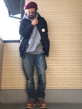 「アイテム（パンツ）」を使った、higerinseさん（メンズ・170cm）の冬コーディネート