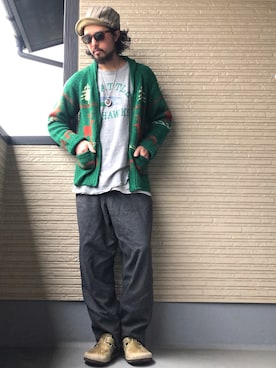 「カウチン」｜higerinseさん（メンズ・170cm）の春コーディネート