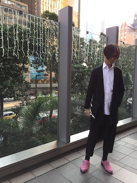 「秋」｜「アイテム（ピーコート）」を使った、Alan  Hoさん（メンズ・179cm）の秋コーディネート