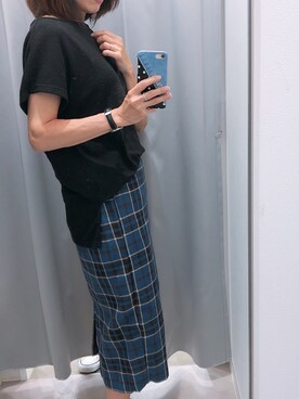 「タータンチェック」｜「アイテム（アナログ腕時計）」を使った、ikmさん（レディース・157cm）の秋コーディネート