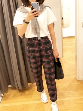 「タータンチェック」｜「アイテム（アナログ腕時計）」を使った、ikmさん（レディース・157cm）の秋コーディネート