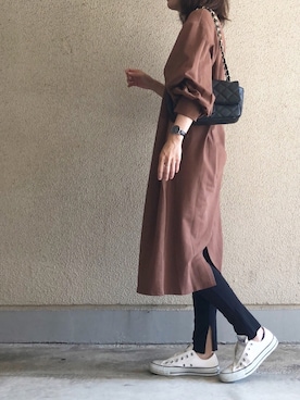 「袖ボリューム」｜「アイテム（腕時計）」を使った、ikmさん（レディース・157cm）の秋コーディネート