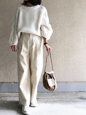 「Daniel Wellington（ダニエルウェリントン）の販売終了クラシックペティット アッシュフィールド32mm（アナログ腕時計）」を使った、ikmさん（レディース・157cm）の冬コーディネート