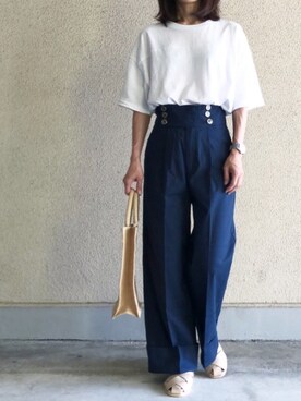 「バックロゴ」｜「アイテム（サンダル）」を使った、ikmさん（レディース・157cm）の夏コーディネート