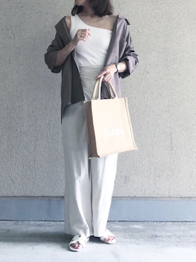 「Re:EDIT（リエディ）のリネンブレンドカシュクールパンツ（その他パンツ）」を使った、ikmさん（レディース・157cm）の夏コーディネート