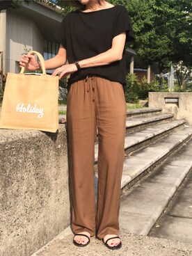 「Daniel Wellington（ダニエルウェリントン）の販売終了クラシックペティット アッシュフィールド32mm（アナログ腕時計）」を使った、ikmさん（レディース・157cm）の夏コーディネート