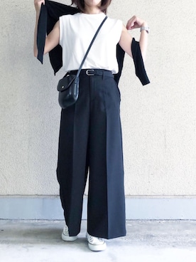 「メチャカリ」｜「アイテム（Tシャツ/カットソー）」を使った、ikmさん（レディース・157cm）の秋コーディネート