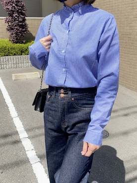 「DHOLIC（ディーホリック）の2TYPEフリルブラウス（シャツ/ブラウス）」を使った、ikmさん（レディース・157cm）の春コーディネート