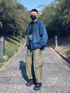「国潮」｜「アイテム（ジャケット/アウター）」を使った、Chenさん（メンズ・174cm）の春コーディネート