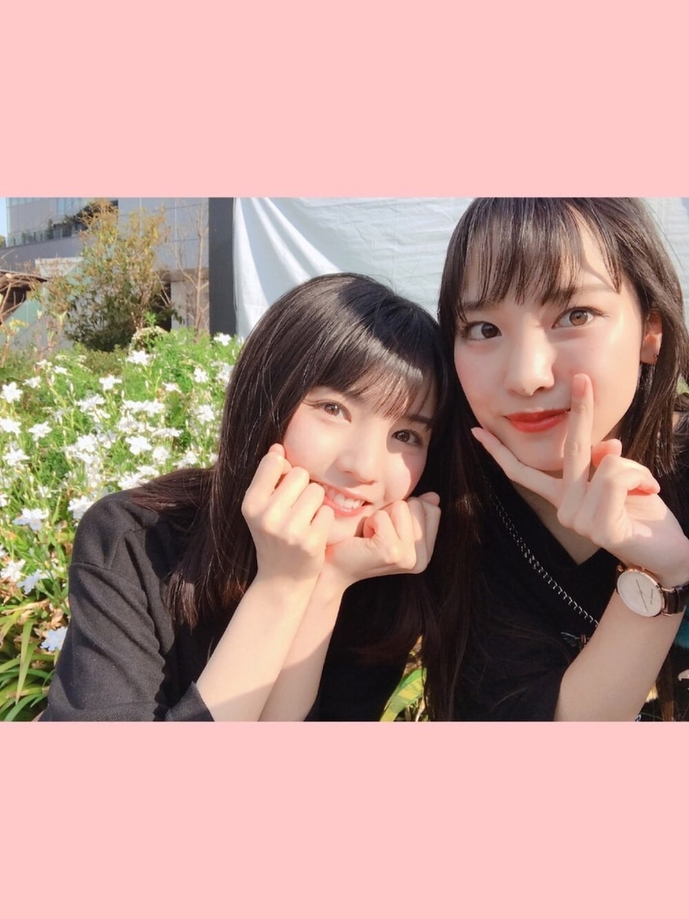 「春コーデ、春、アウターいらず、デート、道重さゆみ、さゆみん、楽しかった、世界一だいすきな人」｜「道重さゆみさんのアイテム（その他、ピンク系）」を使った、飯窪春菜さん（レディース・160cm）の春コーディネートの1枚目の写真