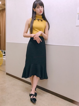 「Ameri（アメリ）のアイテム」を使った、飯窪春菜さん（レディース・160cm）の春コーディネート