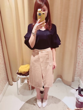 「MERCURYDUO（マーキュリーデュオ）のアイテム（その他シューズ）」を使った、ヒーチャンさん（レディース・160cm）の秋コーディネート