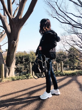 「passage mignon/flaneur（パサージュミニョンフラヌール）のアイテム（バッグ）」を使った、汐さん（レディース・160cm）の冬コーディネート