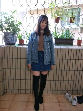 「アイテム（その他トップス、ブラウン系）」を使った、cindyさん（レディース・163cm）の冬コーディネート