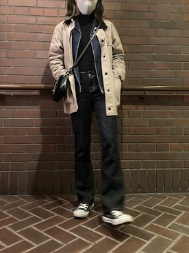 「VANS（バンズ）のアイテム（ジャケット/アウター）」を使った、re!naさん（レディース・163cm）の冬コーディネート