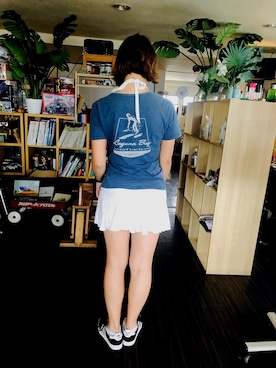 「Abercrombie&Fitch（アバークロンビーアンドフィッチ）のアイテム（スカート）」を使った、前田志津子さん（レディース・170cm）の夏コーディネート