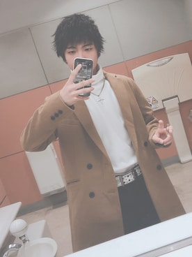「アイテム（チェスターコート）」を使った、しゅーきぃーさん（メンズ・171cm・10代）の秋コーディネート