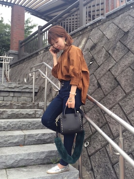 「ハイウエストパンツ」｜「アイテム（スリッポン）」を使った、na..☆さん（レディース・158cm）の秋コーディネート