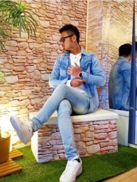 「menswear」｜「アイテム（デニムジャケット）」を使った、燎さん（メンズ・173cm）の春コーディネート